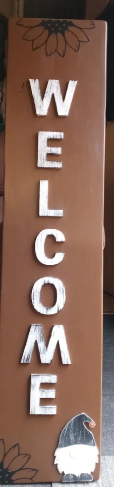 Letrero de bienvenida de porche hecho a mano Leaner Foto 2 de 4