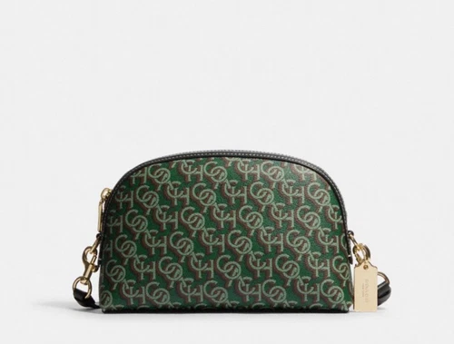 Borsa a tracolla Coach CF343 Madi in pelle con stampa monogramma oro verde nuova con etichetta ?