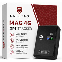 SafeTag Mag 4G GPS Tracker - Real Time Magnetic GPS Tracker for Car/Van/Vehicle