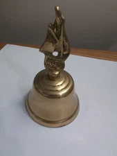 Metal. Maybe Brass, Bell 4.75" Tall. Sailboat Or Gargoyle On Top. See Photos.