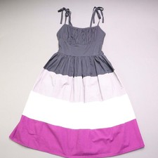Ains + Elke Stylehaus Midi Dress M  Tiered A-Line Tie Strap Sundress Purple