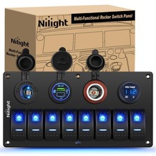Nilight 8 Gang Rocker Switch Panel Waterproof Aluminum Marine with PD Type C ...