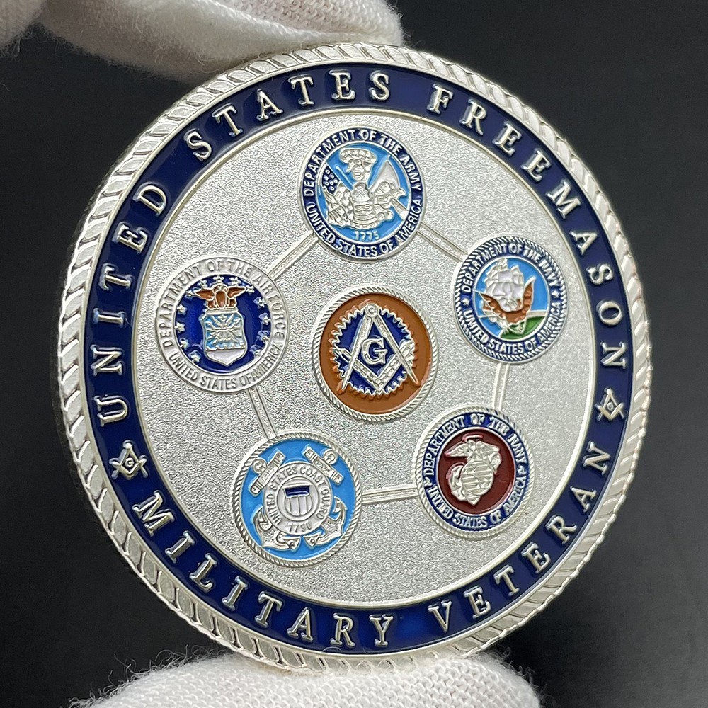 Masonic Military Challenge Coin US Army Navy Air Force Veteran Freemason Token