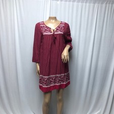Old Navy Peasant Dress Womens Size Medium Maroon Pink Tassel Boho Peasant Shift