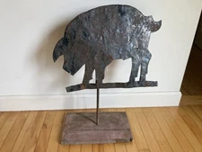 Antique primitive sheet iron Pig trade sign / folk art / weathervane