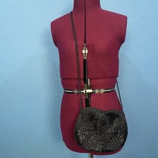 Vintage Art Deco Style Black Beaded Unbranded Crossbody Purse