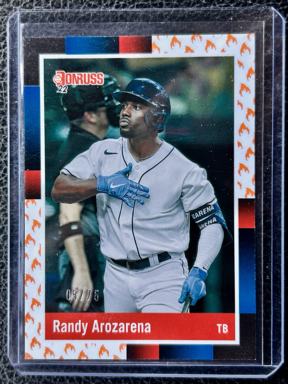2022 Donruss Randy Arozarena #5/75 On Fire Retro Parallel. Card 275.