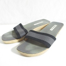 HERMES Canvas Mule Sandals, Size 36 Gray Women USED
