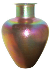 Big L.C. Tiffany Favrile Shouldered Iridescent Gold Vase American Masterpiece