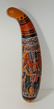 Vtg Peru Gourd Guiro 15"L Carved Burned Musical Instrument Rain Maker