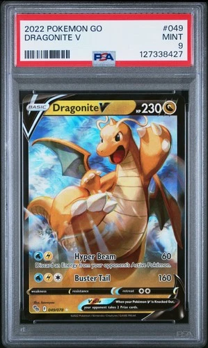 2022 POKEMON GO #049 DRAGONITE V PSA 9