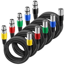 XLR Cable 20 FT/5 Pack, Microphone Cable 3 Pin Nylong Braided Balanced XLR Ma...