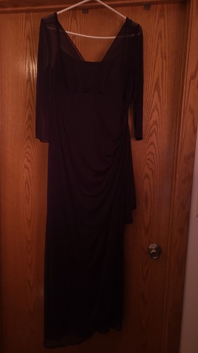 💜 ALEX EVENING lila aubergine Babydoll A-Linie Kleid 16 S Ärmel hinten Reißverschluss Haken - Bild 8 von 21
