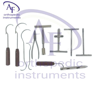 Wire Tightner Instrument WIRE TIGHTENER & WIRE PASSER K WIRE INSTRUMENTS SET 10 PCS ORTHOPEDIC ...