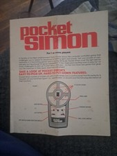 Vintage 1980 Milton Bradley Pocket Simon Handheld Replacement Instructions