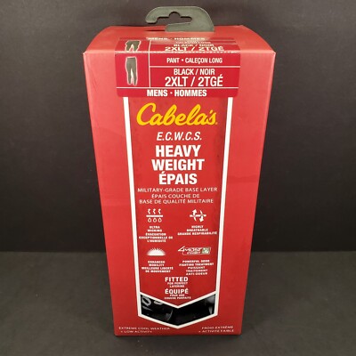Cabela's Mens Military Grade E.C.W.C.S. Heavy Weight Black Base Layer Pant 2XLT