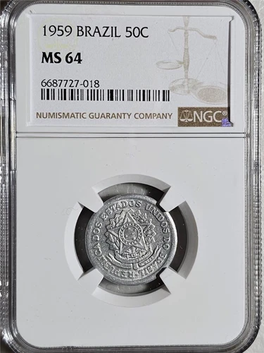 Brazil 50 Centavos 1959 NGC MS 64