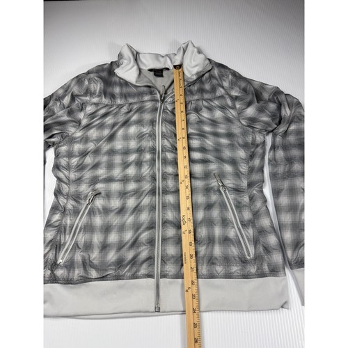 Marmot Lightweight Plaid Athletic Zip-Up Jacket Windbreaker Gray White XL - Picture 3 of 7