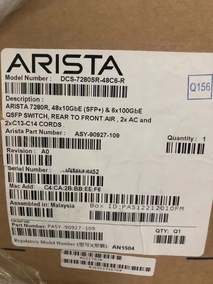 Arista 7280SR-48C6-R   48x10GbE (SFP+) & 6x100GbE QSFP - Image 2 of 2