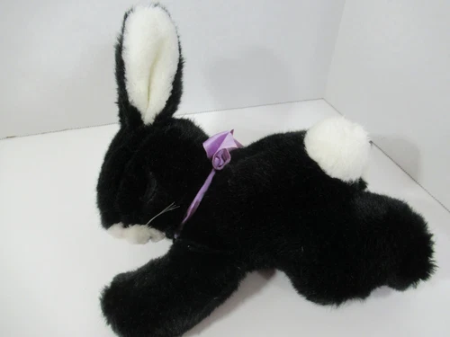 North American Bear Co Twinklette black white bunny rabbit plush purple bow 1988