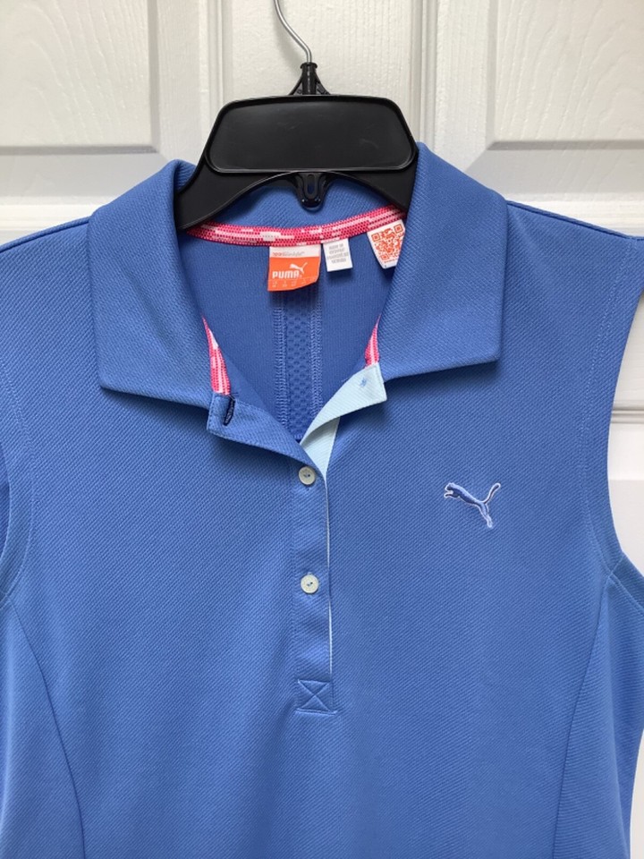 Puma Women Golf Sleeveless Top S Blue Puma Logo Embroidery Dry Cell