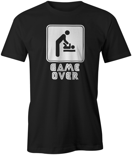 Game Over New Baby Funny Quote Joke Dad Gaming Style T-Shirt