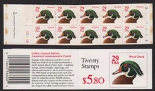 1991 DUCK BOOKLET BK175 (Sc 2485a 2 PANES) MNH plate no. K11111