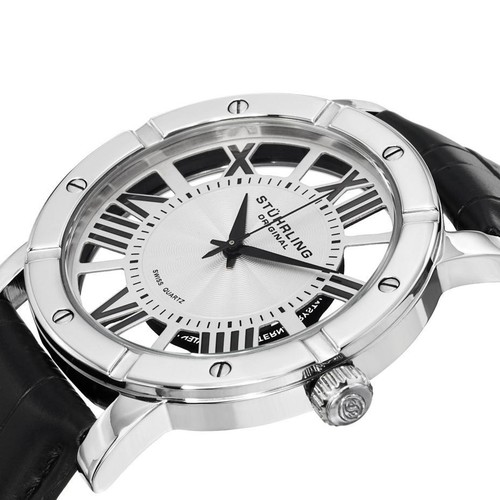 Stuhrling Original 881 01 Winchester Avanzato Quarzo Nero Orologio da Uomo - Foto 2 di 4