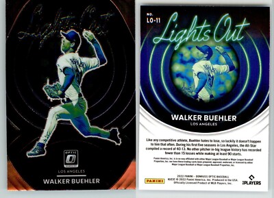 Walker Buehler 2022 Panini Donruss Optic Lights Out #LO-11 Los Angeles Dodgers