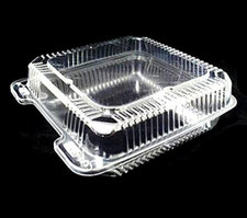 8" x 8" x 3" Clear Hinged Plastic Food Bakery Take-Out Containers, Pack of 25