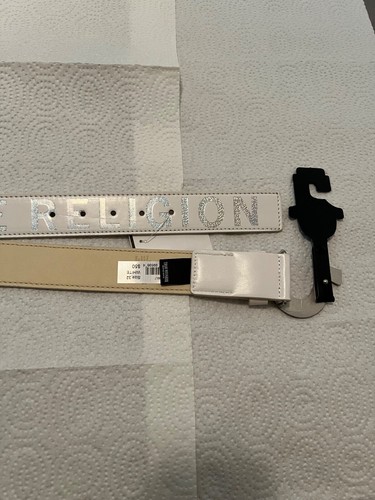 True Religion Men Belt TR304604 Holo Sage Belt Horseshoe Color White Size 36 - Picture 5 of 7