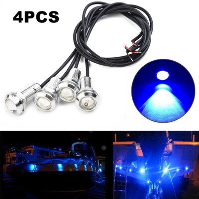 4*Blue LED Boat Light Silver Waterproof Underwater Fit Seadoo GTX WaveRunner New