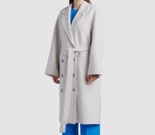 $2700 Stella Mccartney Women's Gray Belted Double-breasted Long Wool Coat Sz 46