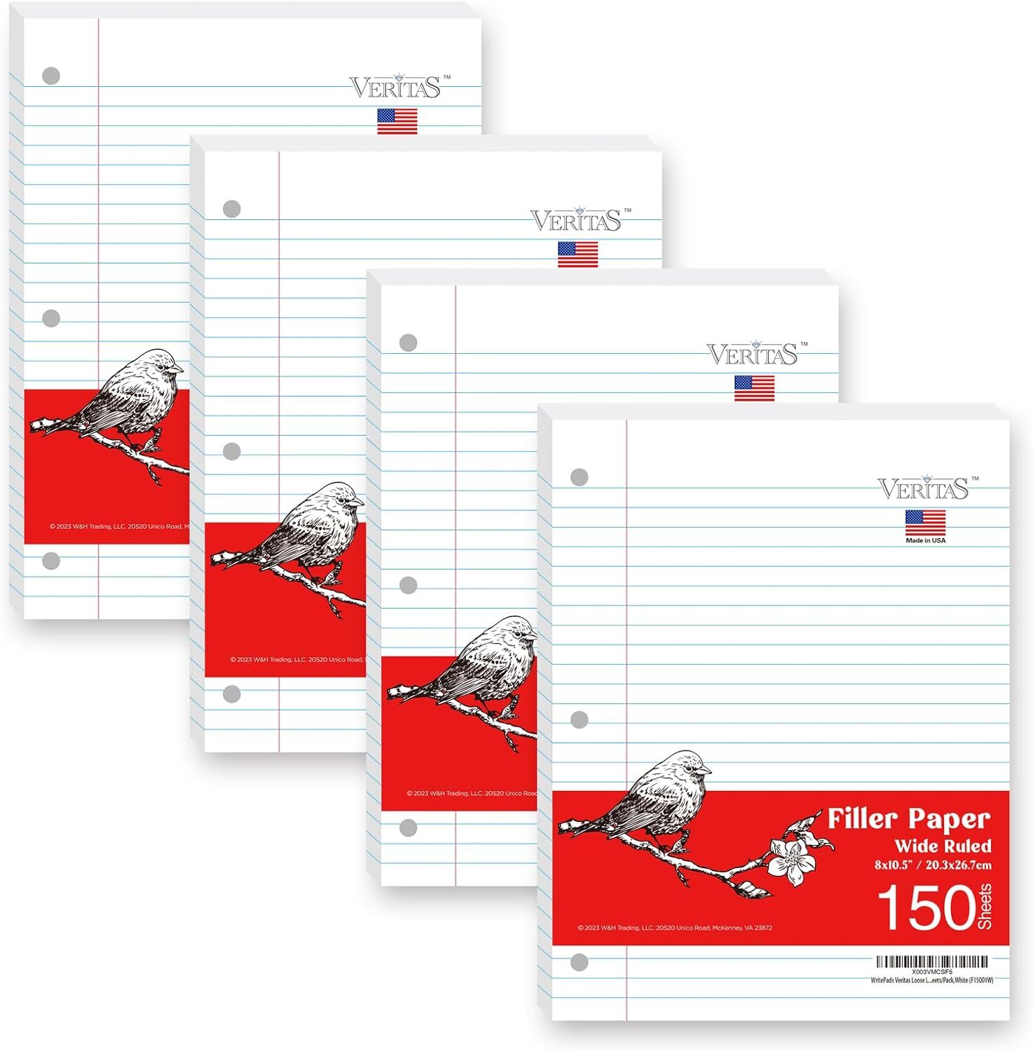 Loose Leaf Notebook Paper 4 Pack 600 Sheets Wide Ruled Filler Paper-image
