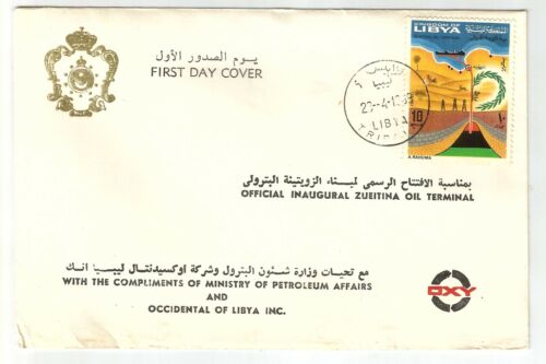 Libia 1968 FDC „Oficjalny inauguracyjny terminal naftowy Zueitina” Okładka pierwszego dnia, Kingd - Zdjęcie 1 z 2