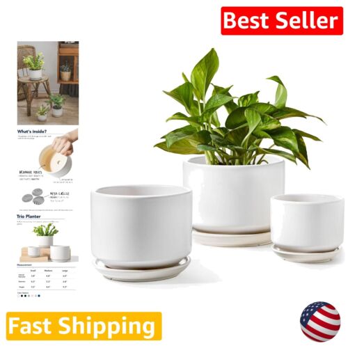 Stylish Indoor Ceramic Plant Pots Set - Perfect Gift for Gardening Enthusiasts