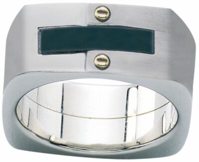 Dolan Bullock athens Titanium & sst  18k gold  ring nrg12800c msrp $250