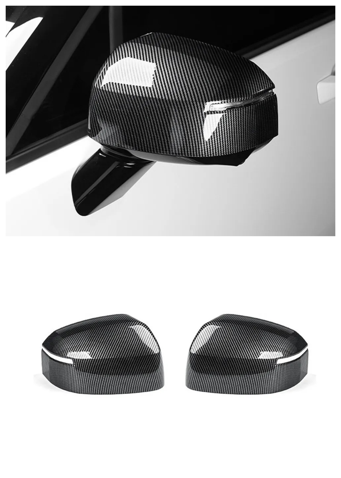 For Hyundai Santa Fe 2024-2025 Carbon Fiber Exterior Rear View Mirror Trim Cover