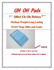 23x24" 200ct Deluxe Uh Oh TRAINING 3x Pad  PEE PIDDLE PADS  FREE SAMPLES 