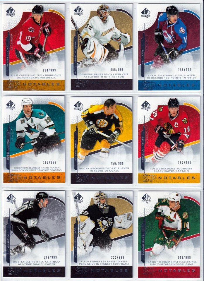 2008-09 SP Authentic SP NOTABLES COMPLETE SET xxx/999 (101 - 160) Missed #152 - Image 3 of 4