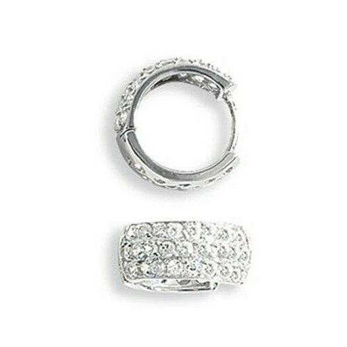 Da Uomo Stretto Cerchio Orecchino Zircone Cubico Argento Sterling Massiccio Uomo - Immagine 2 di 3