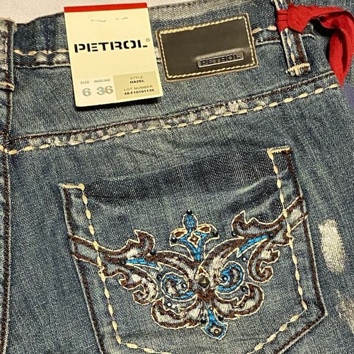 Petrol women’s size 6 denim jeans Hazel low rise wide bootcut embroidered NWT - Picture 7 of 9