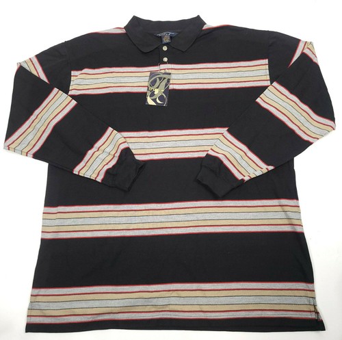 Trust Polo Shirt Mens XXL Long Sleeve Pullover Multicolor Stripes Casual - Picture 3 of 11