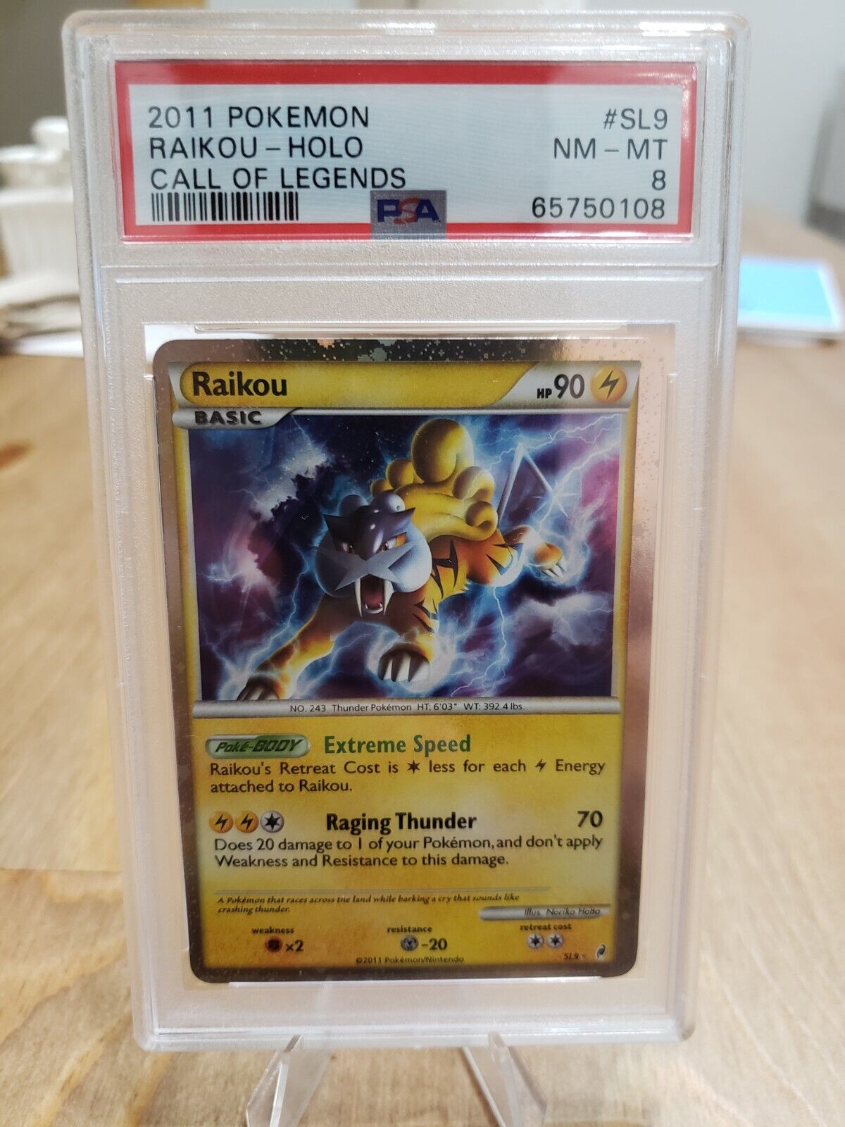 Pokemon (2011) TCG Raikou Holo/Call of Legends #SL9 PSA NM-MT 8!