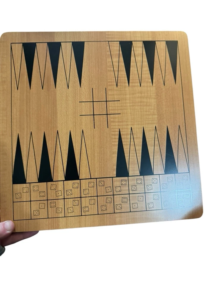 Vintage 3722 Deluxe 10 in 1 Solid Wooded Board Games Center Checkers Chess - Image 4 of 4