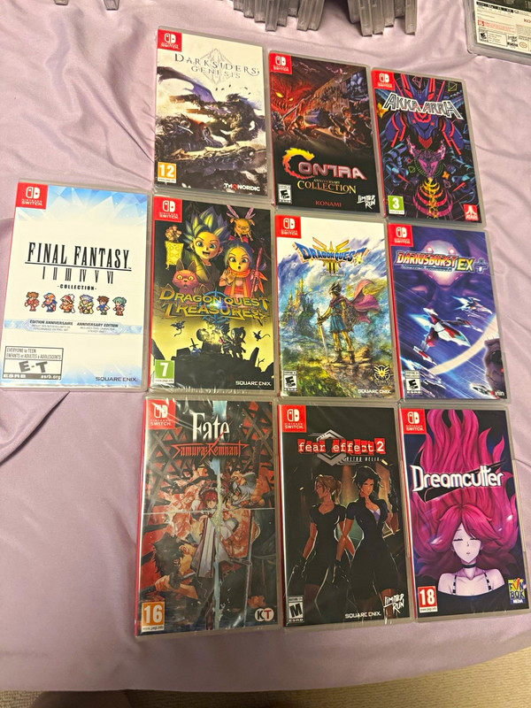 Nintendo Switch Game Lot of 9 Final Fantasy Dragon Quest Contra Akka Arrh