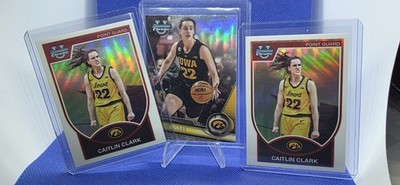 2024 Bowman Chrome U CAITLIN CLARK RC 2 2007 RETRO REFRACTOR & Base Refractor
