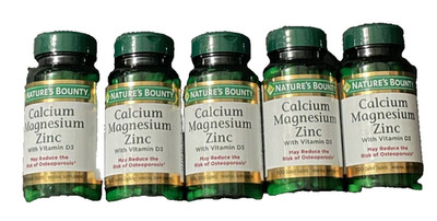 NEW (5Pk) Nature s Bounty Calcium Magnesium Zinc with D3 100 Caplets each