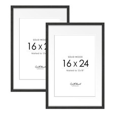 16x24 Wood Poster Frame Set of 2, Display picture 12x18 with mat or 16x24 wit...