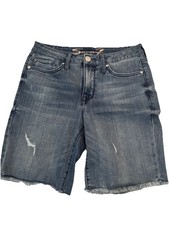 Seven7 Sunset Bermuda Jean Shorts Size 6 Raw Hem Distressed Medium Wash Blue